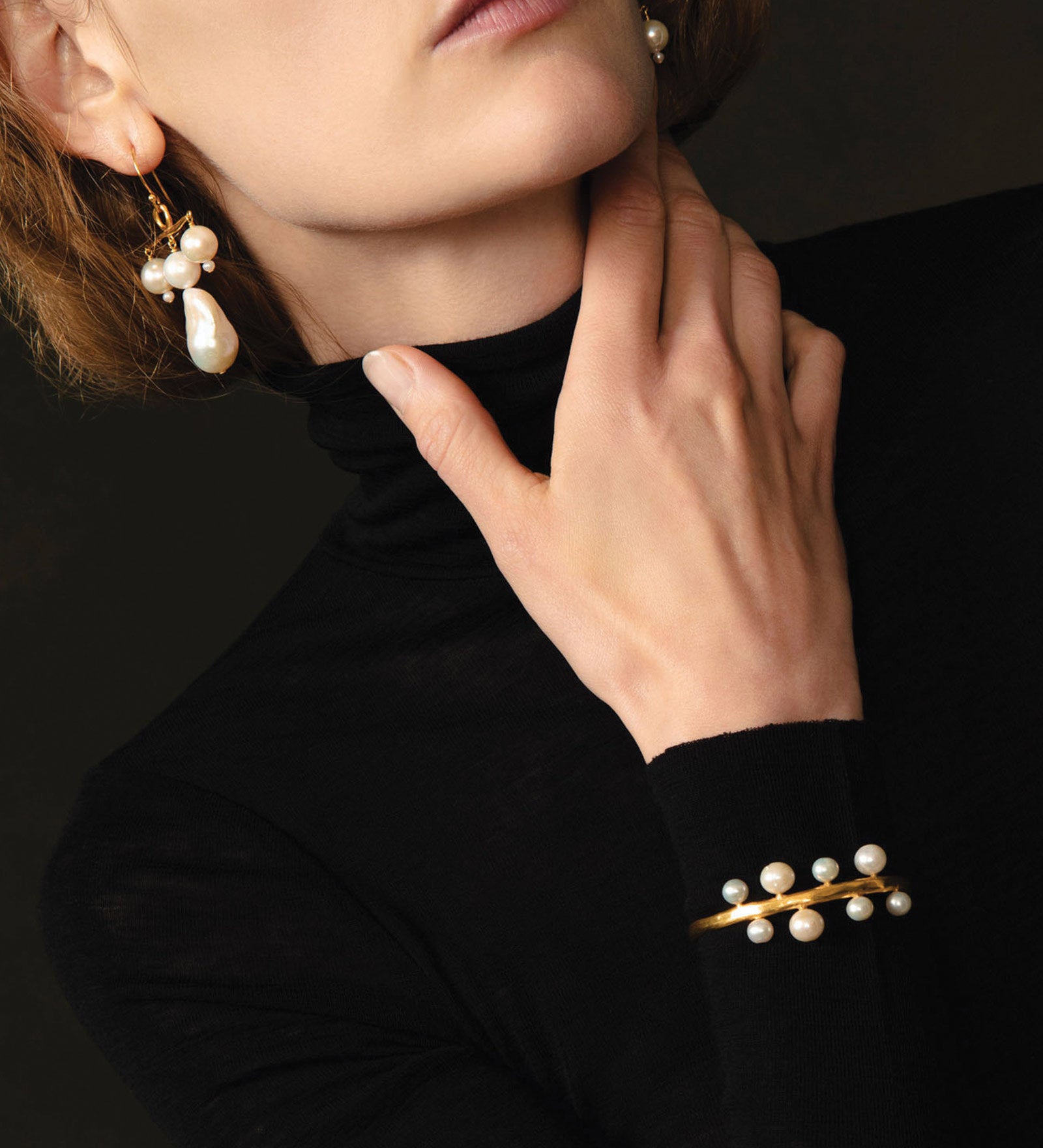 Eight Pearl Cuff 18k Gold Plated,  Freshwater Pearl