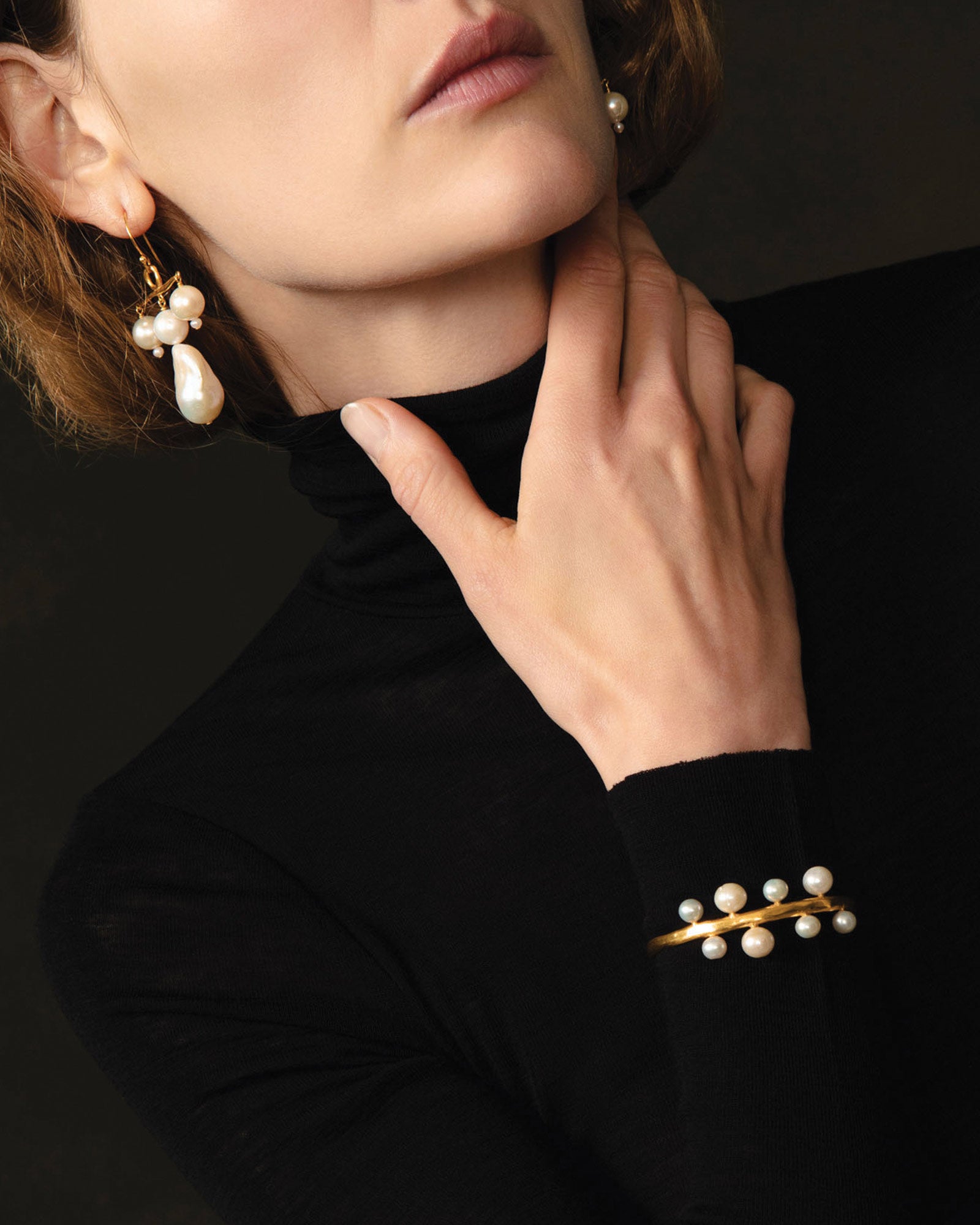 Eight Pearl Cuff 18k Gold Plated,  Freshwater Pearl