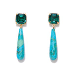 Crystal Teardop Stone Stud 18k Gold Vermeil, Turquoise, Crystal