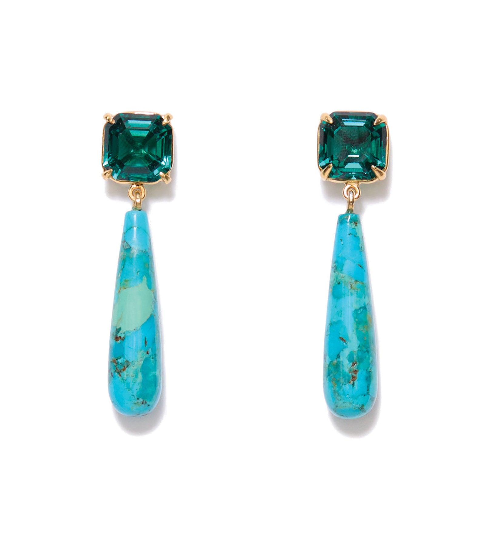 Crystal Teardop Stone Stud 18k Gold Vermeil, Turquoise, Crystal