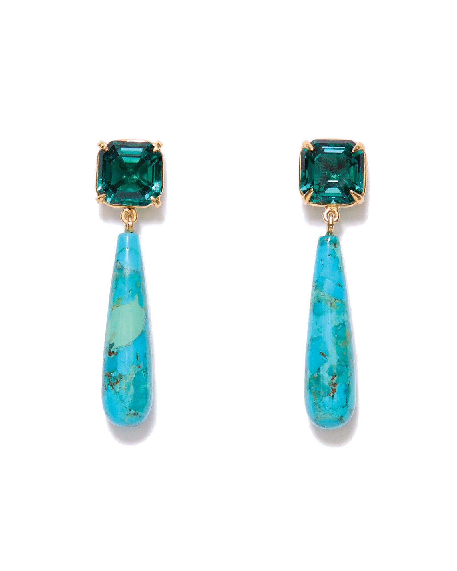 Crystal Teardop Stone Stud 18k Gold Vermeil, Turquoise, Crystal