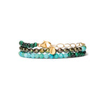 3 Wrap Stone Bracelet 18k Gold Vermeil, Turquoise, Malachite, Pearl