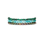 3 Wrap Stone Bracelet 18k Gold Vermeil, Turquoise, Malachite, Pearl