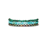 3 Wrap Stone Bracelet 18k Gold Vermeil, Turquoise, Malachite, Pearl
