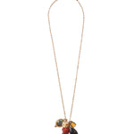 Elephant Charm Necklace 18k Gold Vermeil, Labradorite, Hypersthene, Whiskey Quartz