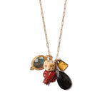 Elephant Charm Necklace 18k Gold Vermeil, Labradorite, Hypersthene, Whiskey Quartz