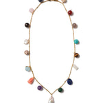 Mixed Stone Charm Necklace 18k Gold Plated, Pearl, Aquamarine, Turquoise