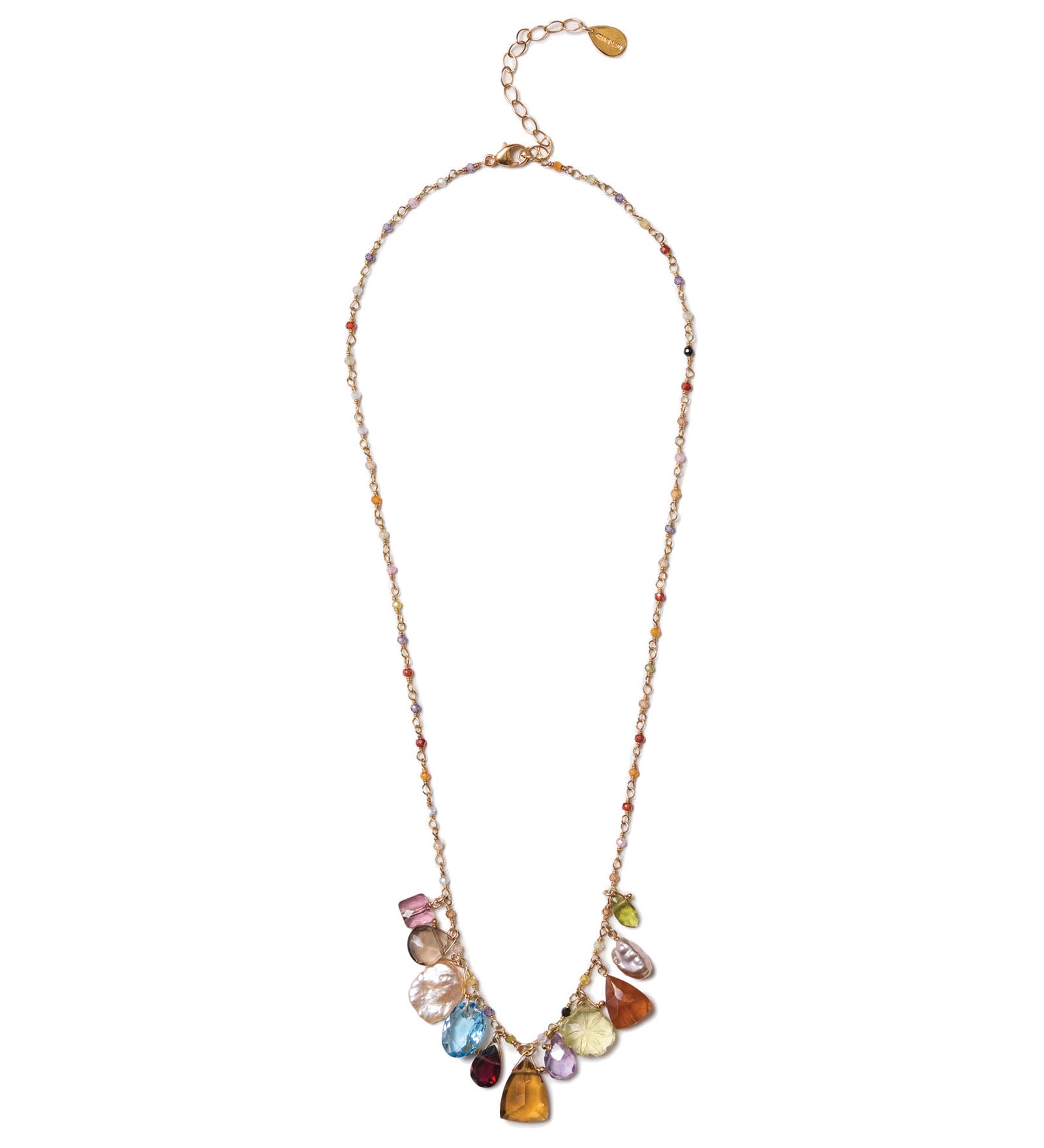 Mixed Stone & Crystal Necklace 18k Gold Vermeil, Quartz, Crystal, Amethyst