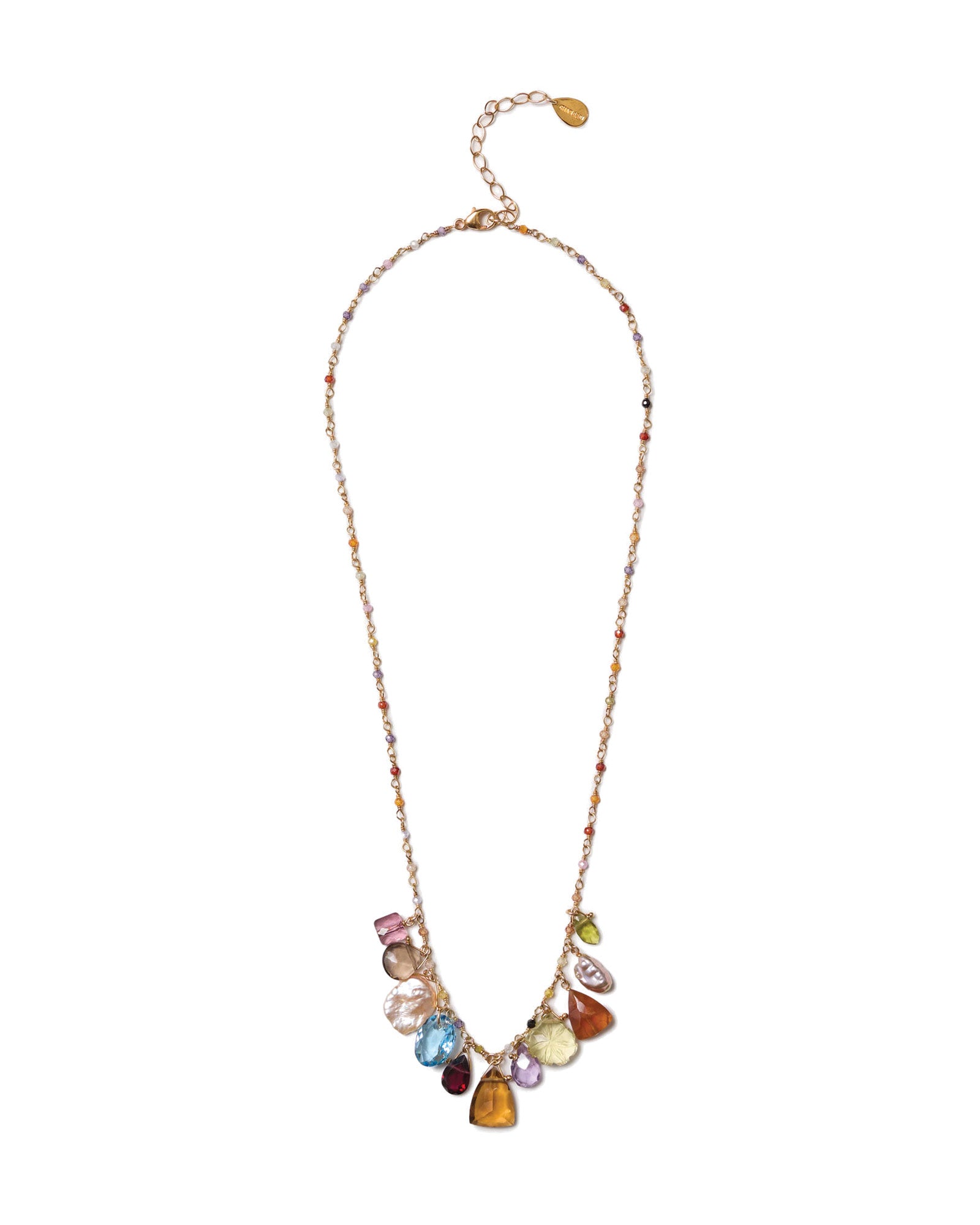 Mixed Stone & Crystal Necklace 18k Gold Vermeil, Quartz, Crystal, Amethyst