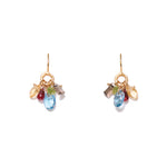Mix Stone & Crystal Cluster Earring 18k Gold Vermeil, Citrine, Garnet, Crystal, Peridot, Smokey Quartz