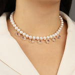 Chan Luu-Seven Hexagon Inlay Pearl Necklace-Necklaces-Blue Ruby Jewellery-Vancouver Canada