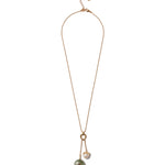 Stone Inlay & Pearl Necklace 18k Gold Vermeil, Phrenite, Smoky Quartz, Freshwater Pearl