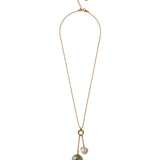 Stone Inlay & Pearl Necklace 18k Gold Vermeil, Phrenite, Smoky Quartz, Freshwater Pearl