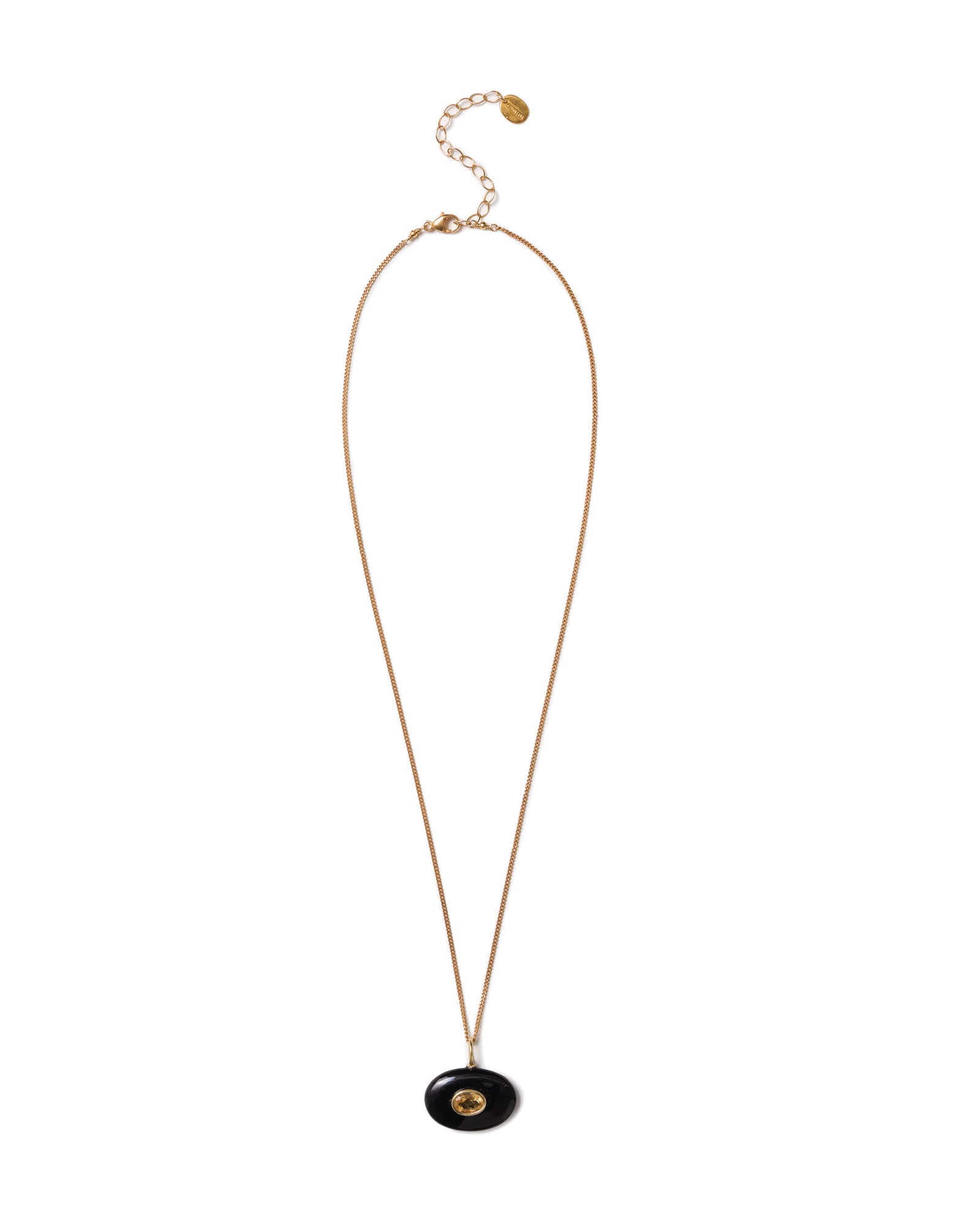 East-West Stone with Inlay Necklace 18k Gold Vermeil, Onyx, Citrine