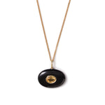 East-West Stone with Inlay Necklace 18k Gold Vermeil, Onyx, Citrine