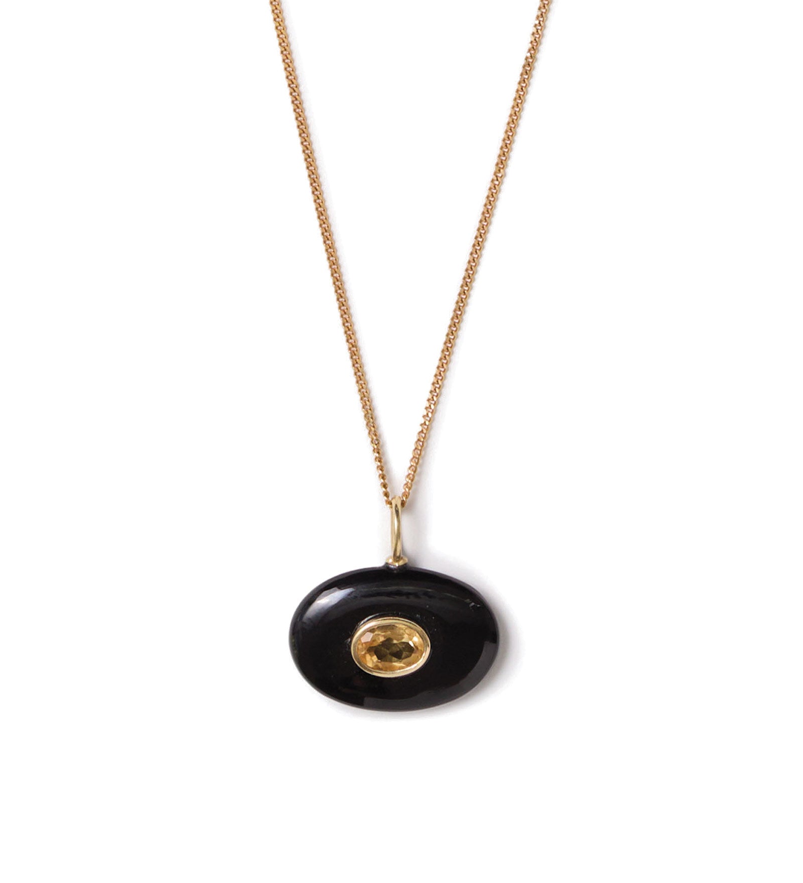 East-West Stone with Inlay Necklace 18k Gold Vermeil, Onyx, Citrine