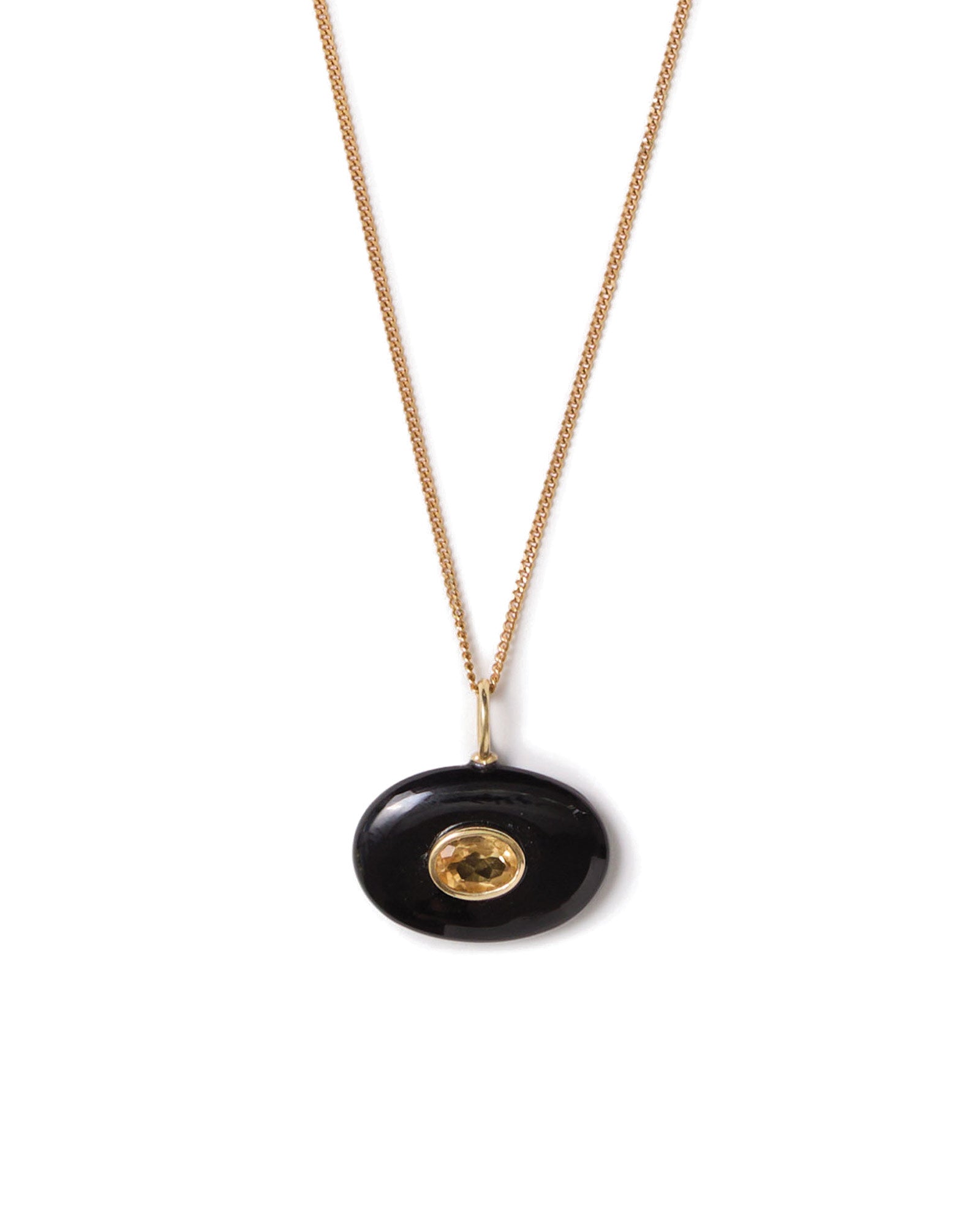 East-West Stone with Inlay Necklace 18k Gold Vermeil, Onyx, Citrine