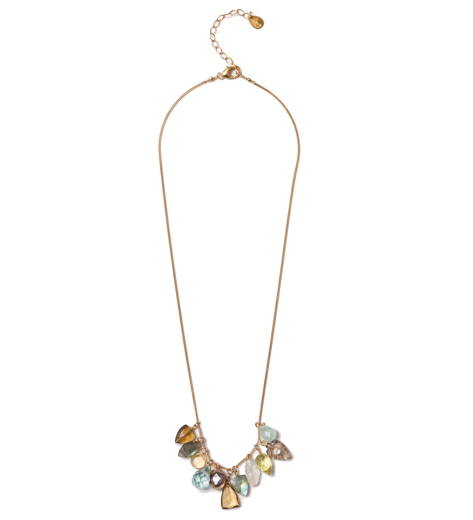 Mix Stone Drop Charm Necklace 18k Gold Vermeil, Labradorite, Citrine