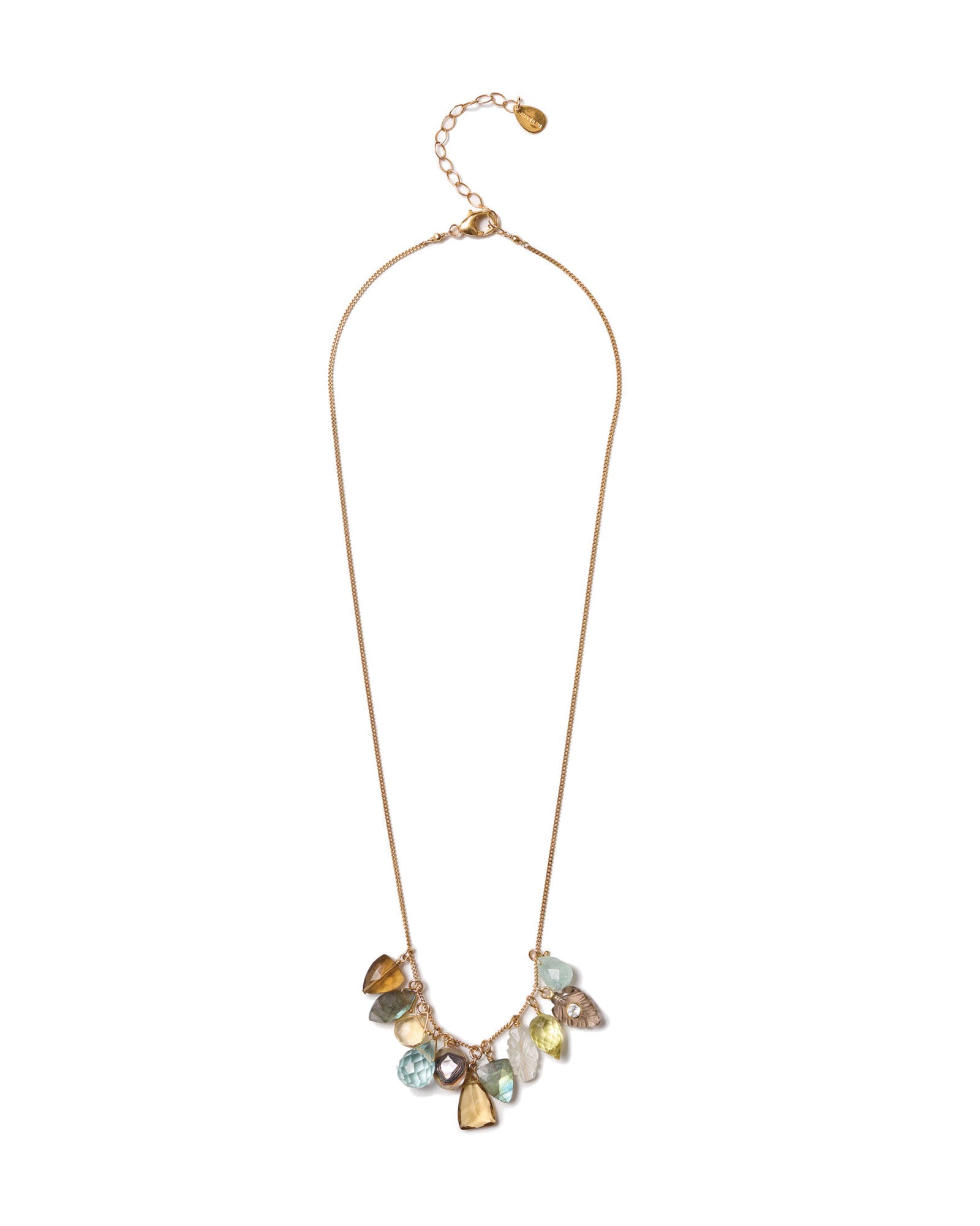 Mix Stone Drop Charm Necklace 18k Gold Vermeil, Labradorite, Citrine