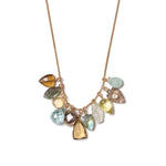 Mix Stone Drop Charm Necklace 18k Gold Vermeil, Labradorite, Citrine
