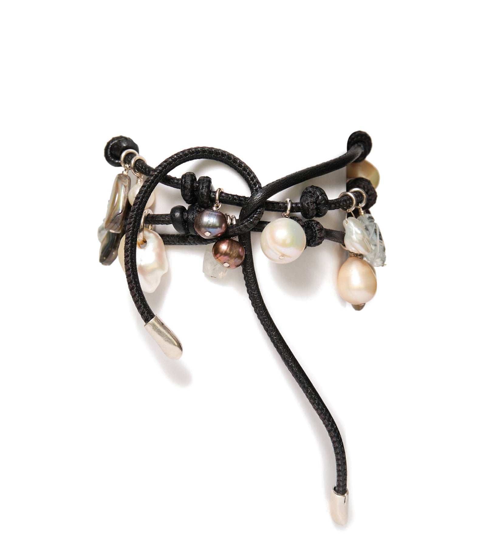Triple Wrap Bracelet | Black Sterling Silver, Freshwater Pearl, Abalone