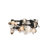 Triple Wrap Bracelet | Black Sterling Silver, Freshwater Pearl, Abalone