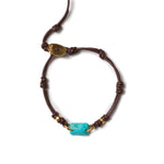 Rectangular Leather Bracelet | Turquoise 18k Gold Vermeil, Turquoise