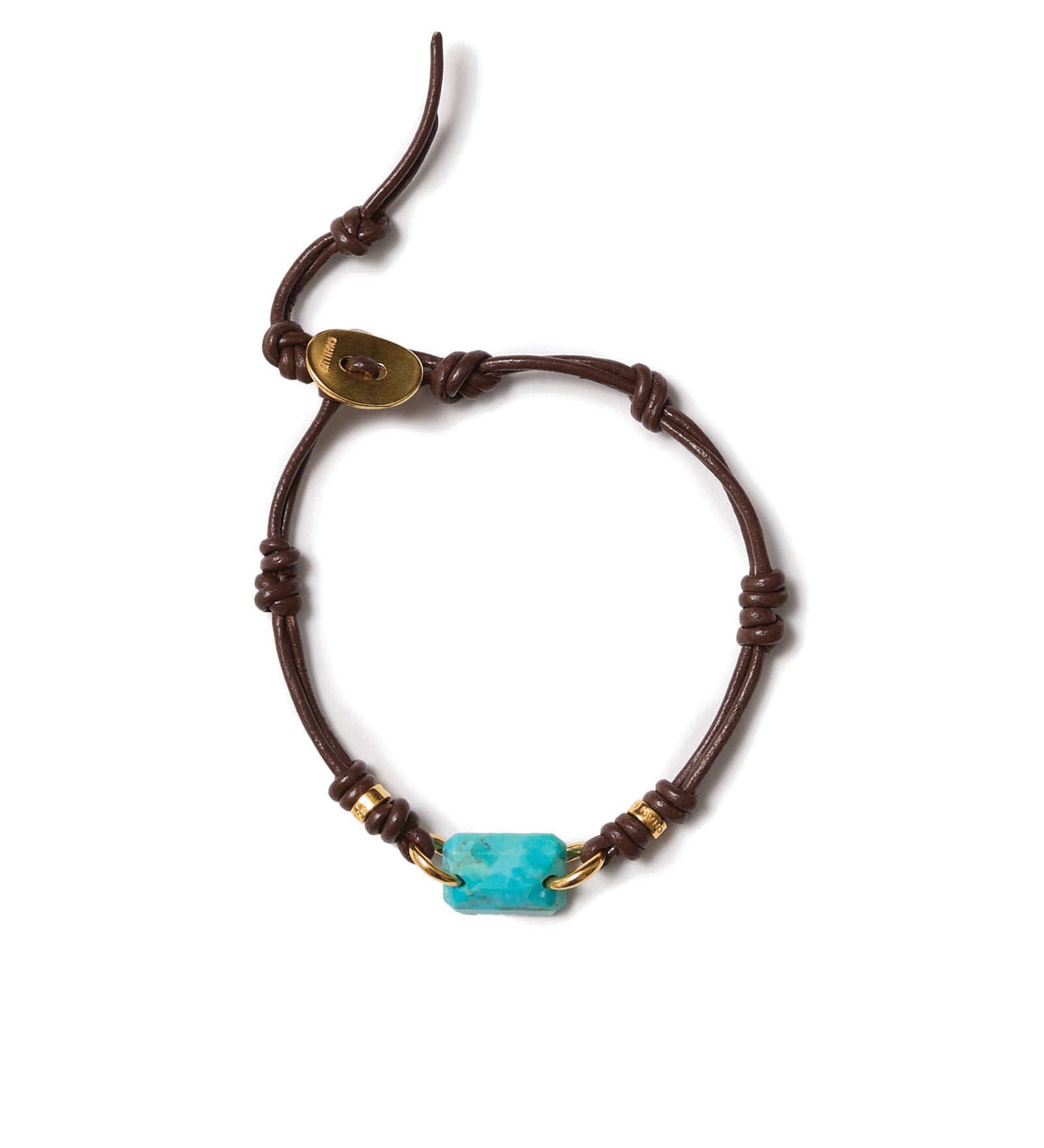 Rectangular Leather Bracelet | Turquoise 18k Gold Vermeil, Turquoise