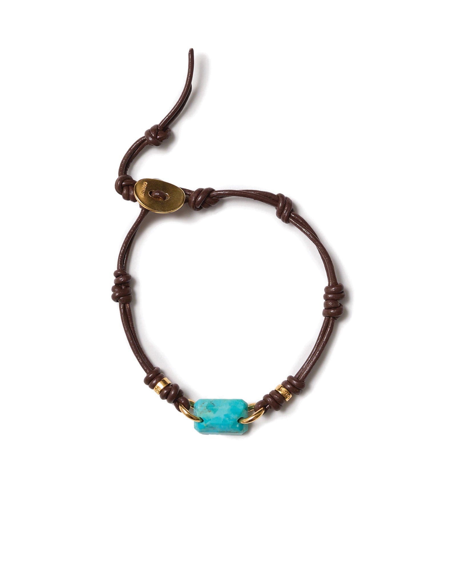 Rectangular Leather Bracelet | Turquoise 18k Gold Vermeil, Turquoise