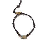 Rectangular Leather Bracelet | Labradorite 18k Gold Vermeil, Labradorite