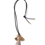 Manon Charm Necklace Multi 18k Gold Plated, Rutilated Quartz, Roman Glass