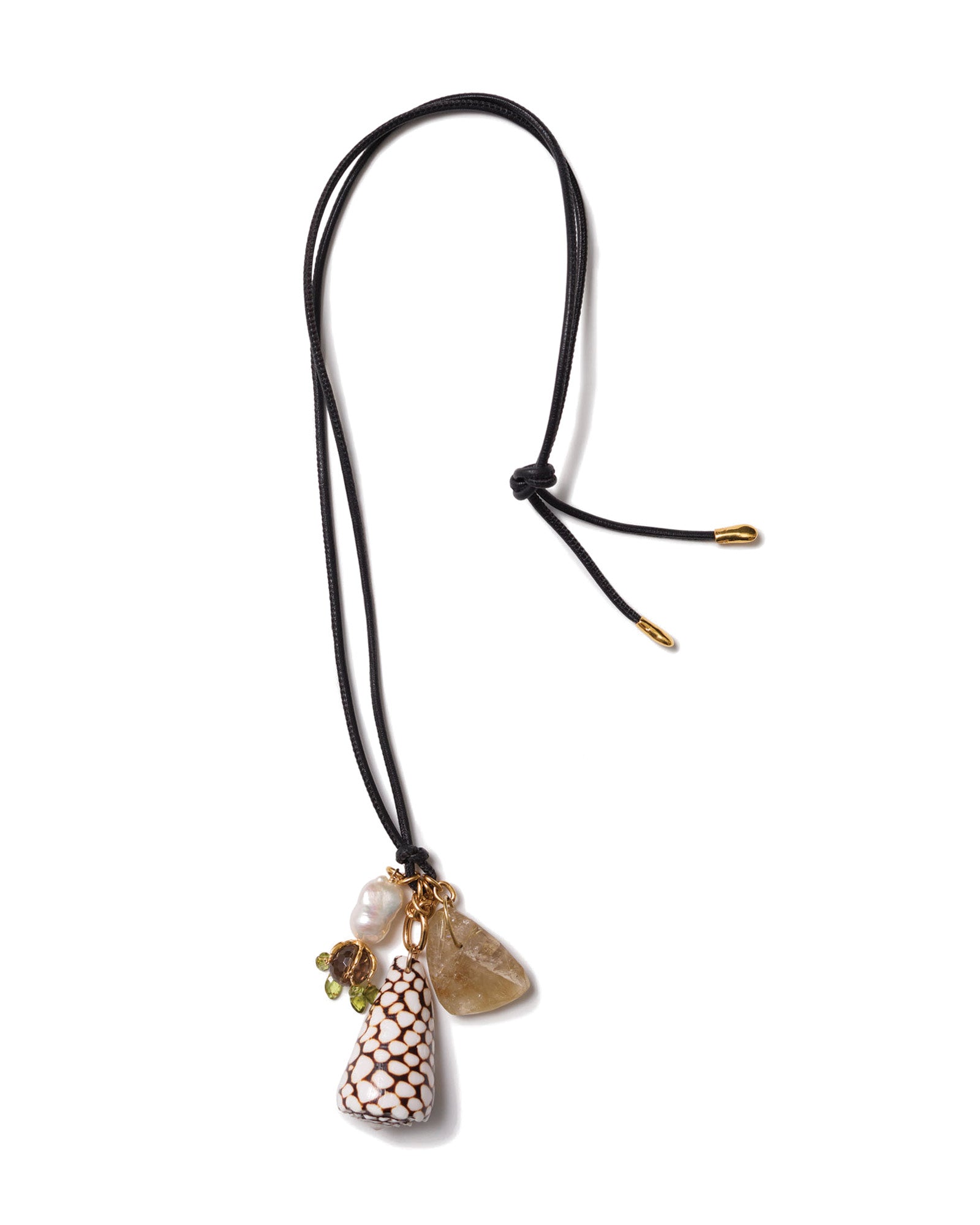 Manon Charm Necklace Multi 18k Gold Plated, Rutilated Quartz, Roman Glass