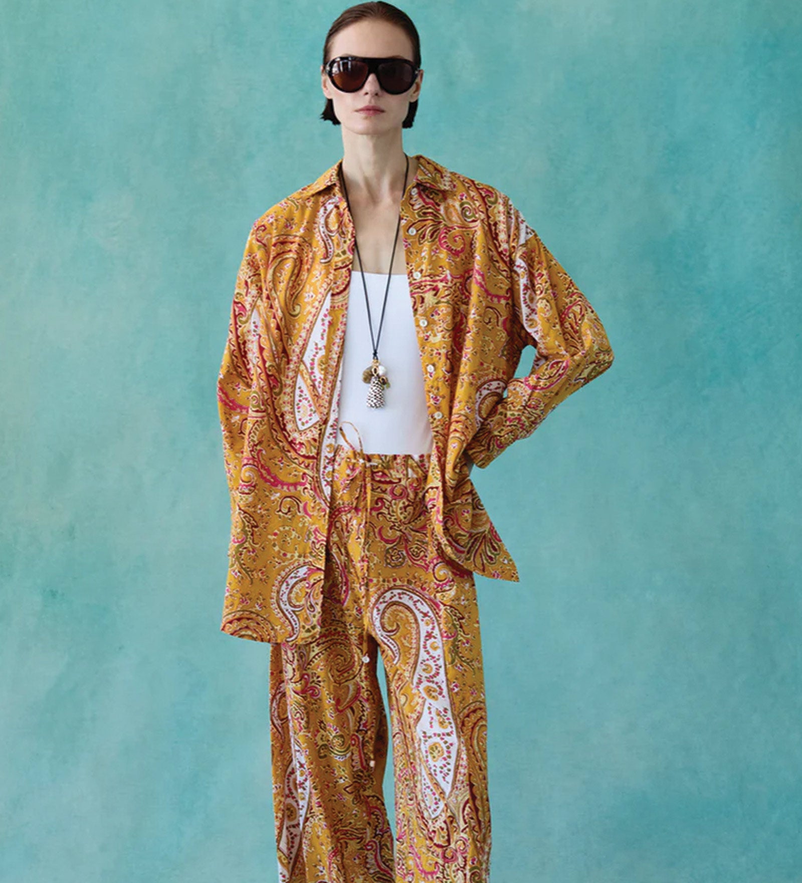 Manon Charm Necklace Multi 18k Gold Plated, Rutilated Quartz, Roman Glass