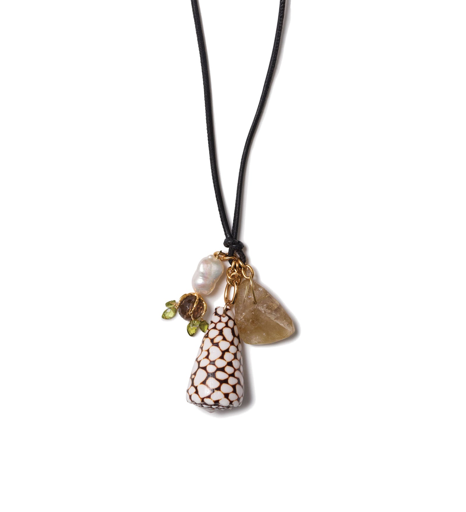 Manon Charm Necklace Multi 18k Gold Plated, Rutilated Quartz, Roman Glass