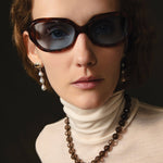 Smoky Onyx & Pearl Beaded Necklace Sterling Silver, Freshwater Pearl, Smoky Quartz