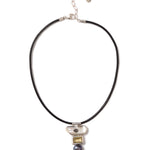 Multi Stone Pendant Drop Necklace Sterling Silver, Assorted Pearls, Black Diamond