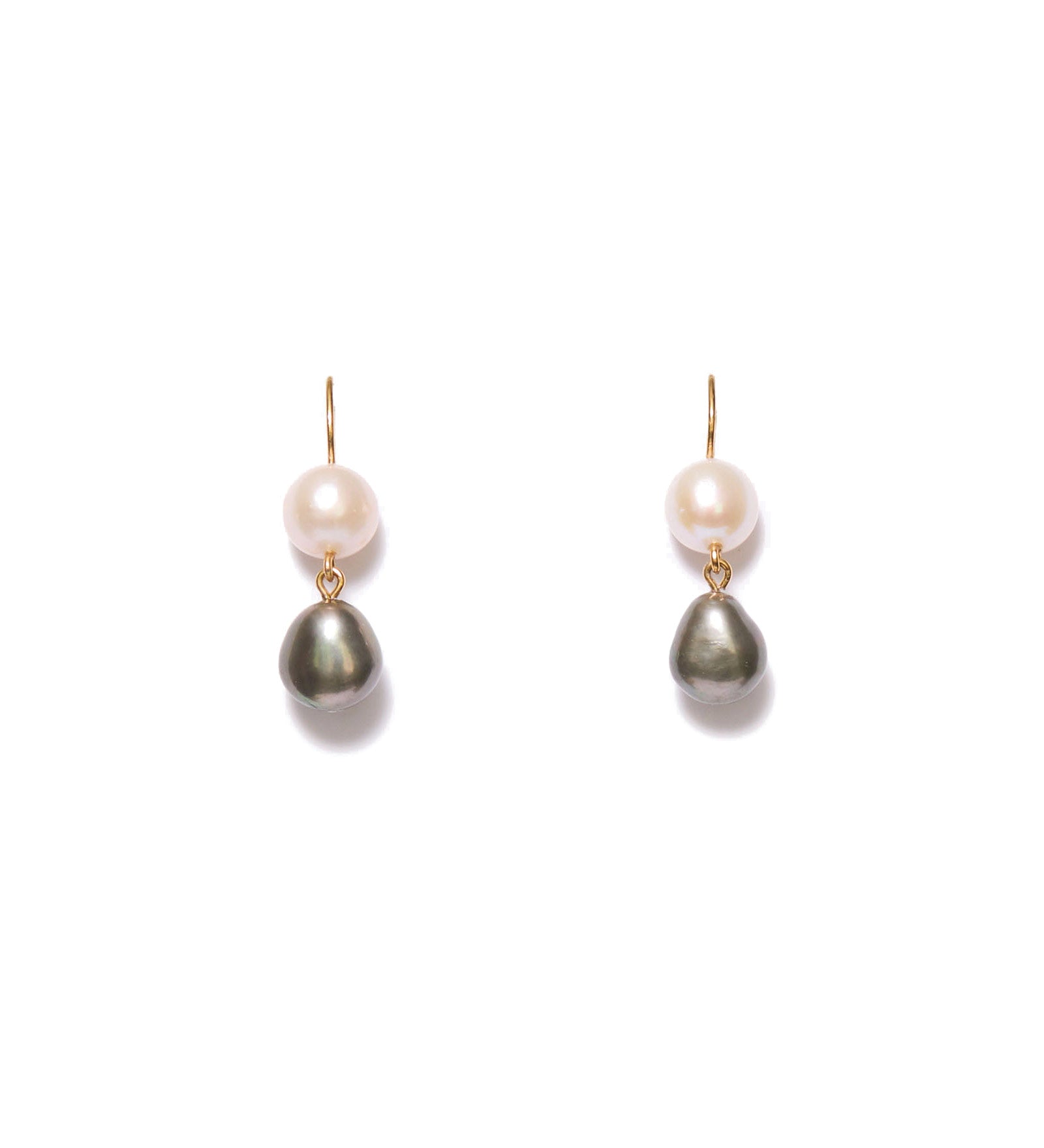 Double Pearl Drop Hook Earring s 18k Gold Vermei, Freshwater Pearl