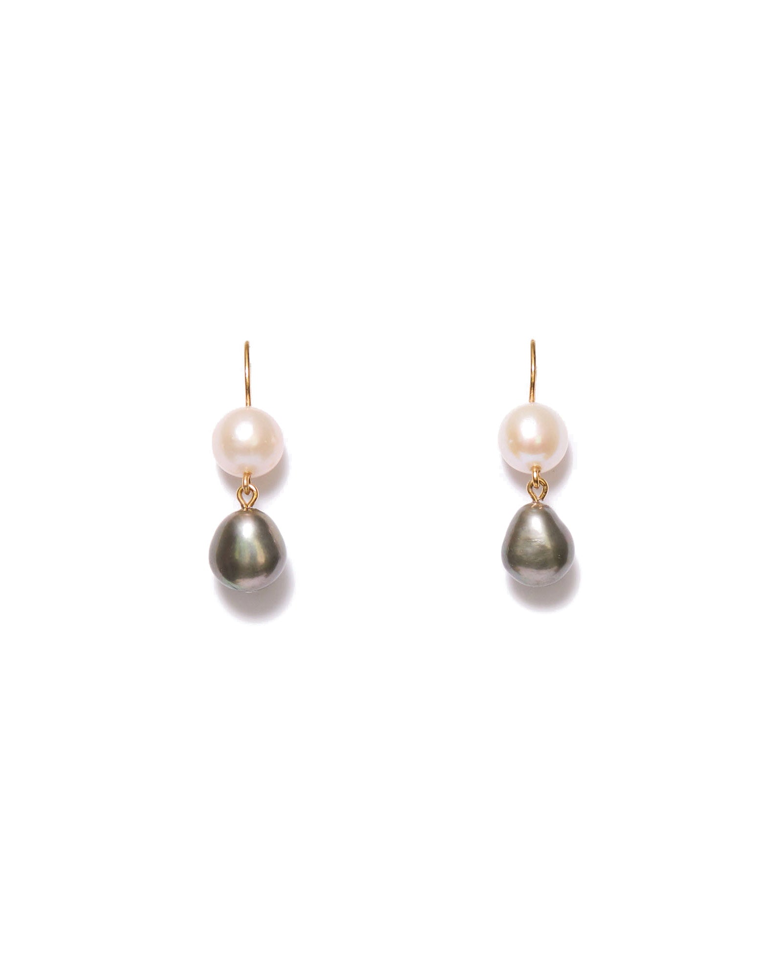Double Pearl Drop Hook Earring s 18k Gold Vermei, Freshwater Pearl