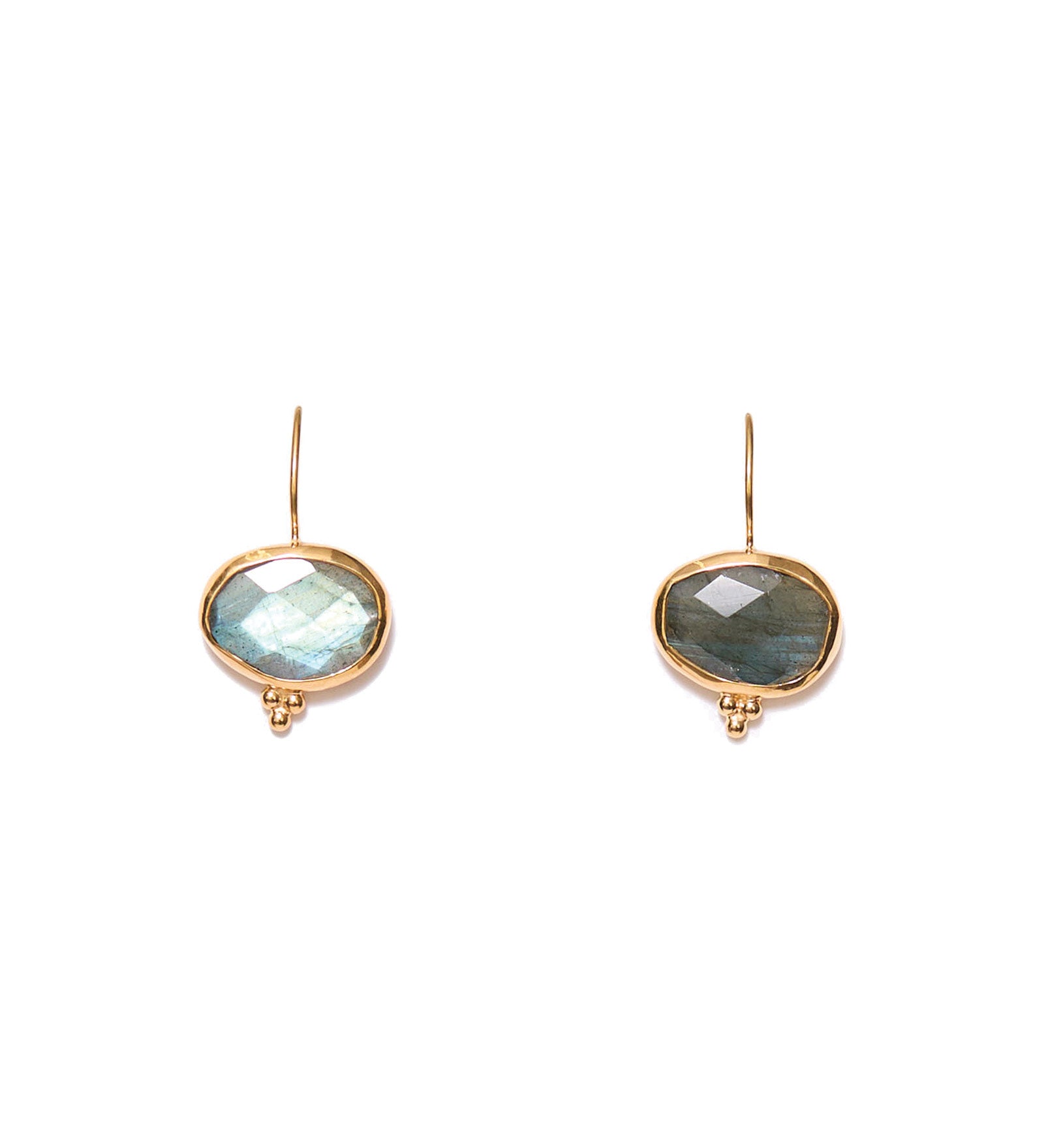 Bezel Set Labradorite Earrings 18k Gold Vermeil, Labradorite