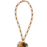 Double Loop Chain Charm Necklace 18k Gold Plated, Tiger's Eye, Labradorite