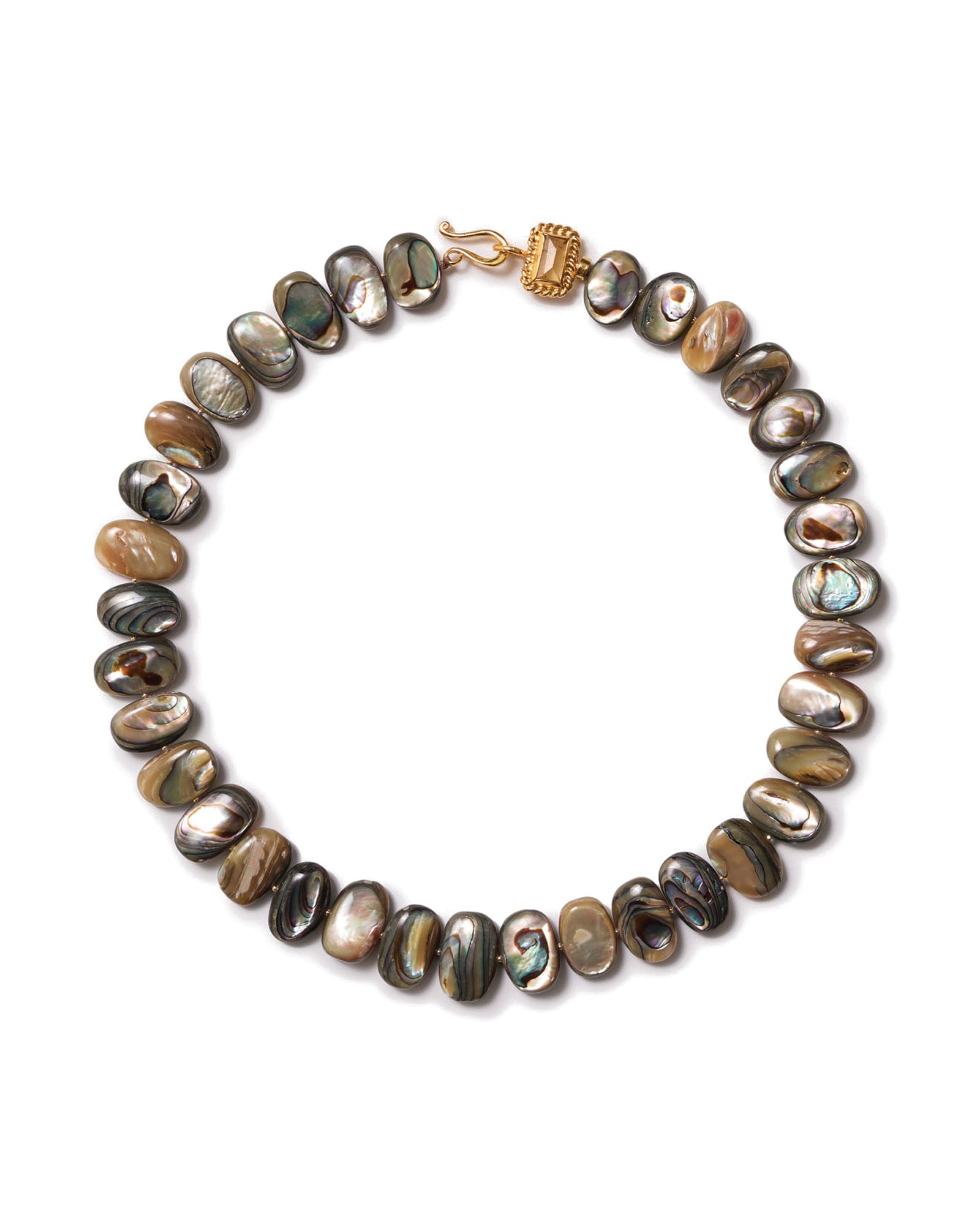 Abalone Collar 18k Gold Vermeil, Abalone, Citrine