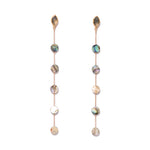 Marquise and Circle Drop Earrings 18k Gold Vermeil, Labradorite, Abalone