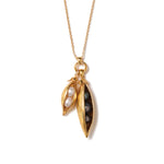 Two Charm Peapod Necklace 18k Gold Plated, Freshwater Pearls
