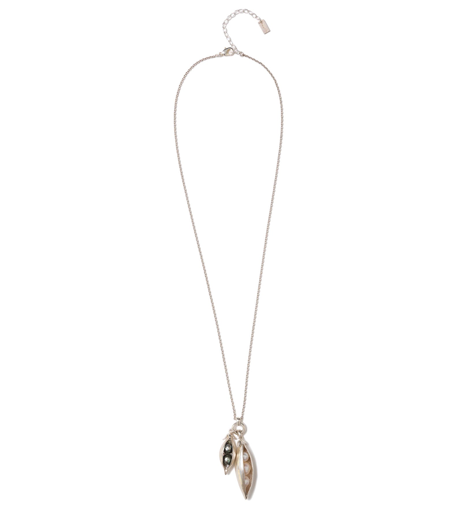 Two Charm Peapod Necklace Sterling Silver, Freshwater Pearls