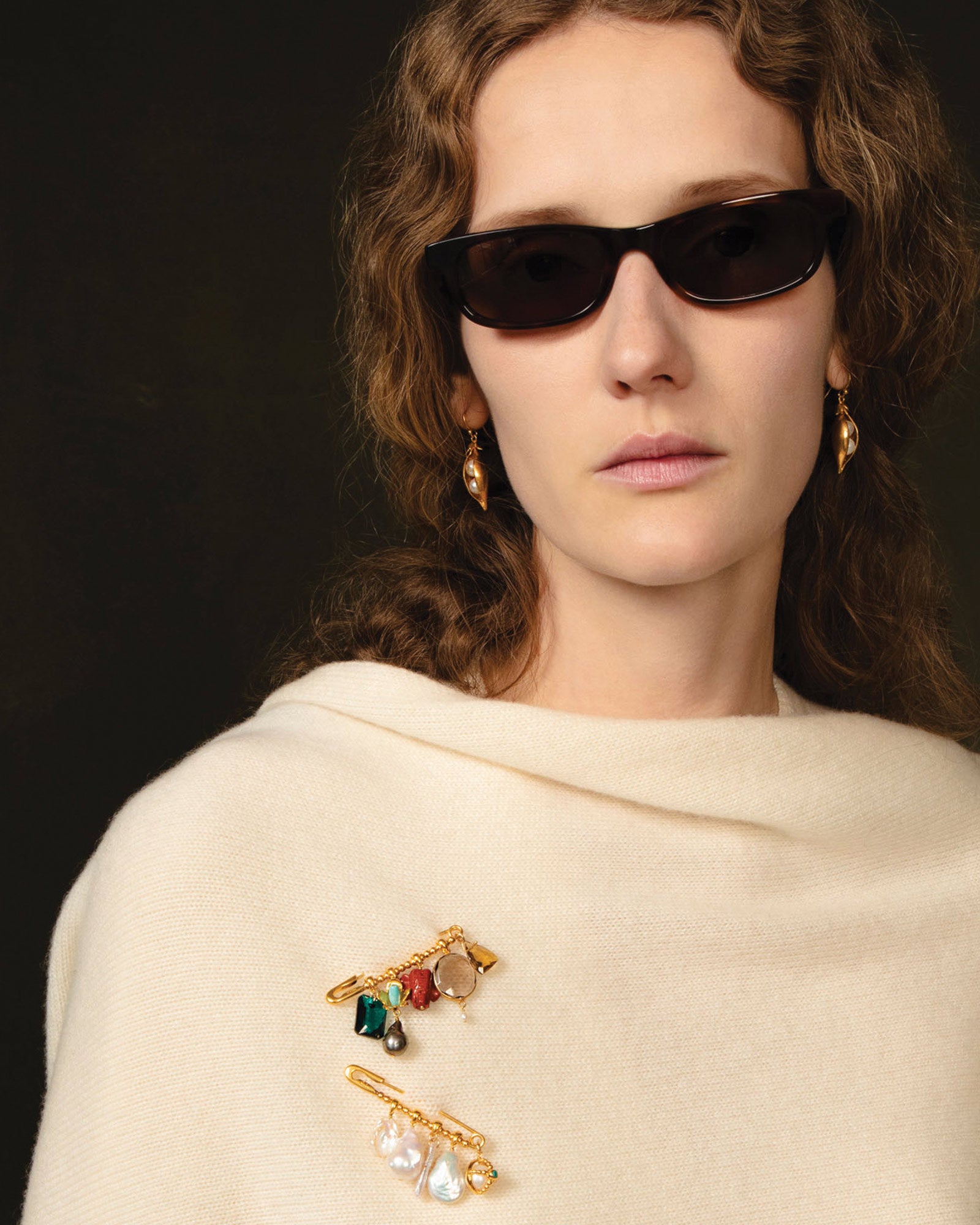 Two Charm Peapod Earrings 18k Gold Plated, Freshwater Pearls