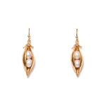 Two Charm Peapod Earrings 18k Gold Plated, Freshwater Pearls
