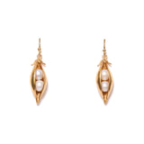 Two Charm Peapod Earrings 18k Gold Plated, Freshwater Pearls