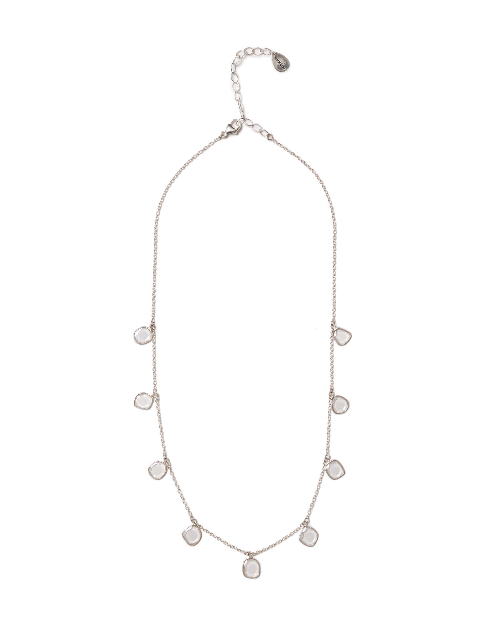 Moissanite Bezel Charm Necklace Sterling Silver, Moissanite