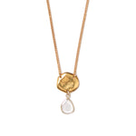 Moissanite Bezel Charm Necklace 18k Gold Vermeil, Moissanite