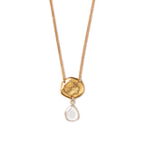 Moissanite Bezel Charm Necklace 18k Gold Vermeil, Moissanite